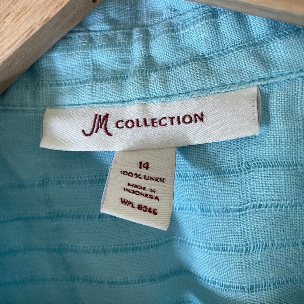 JM Collection Womens Linen Button Up Top Size 14 Lagenlook Beach Travel Summer - Picture 3 of 11